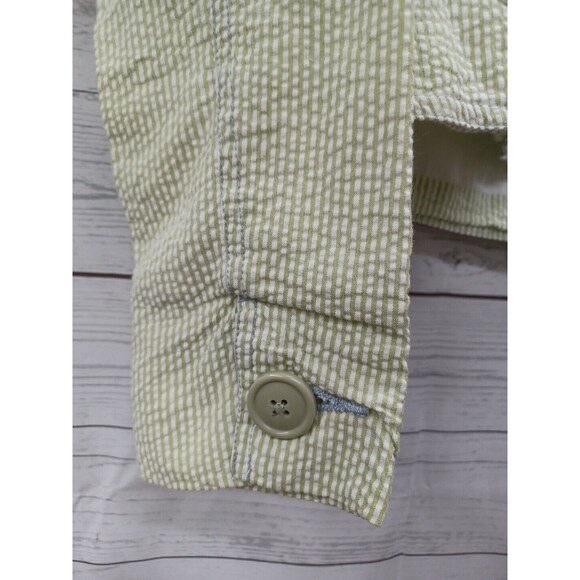 AT LAST Seersucker Striped Blazer Jacket Lined Girls Green White Striped Sz S - Picture 4 of 11